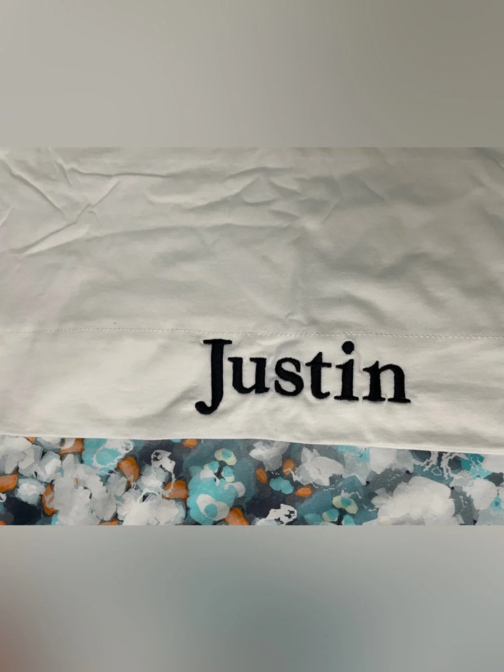 NEW Pottery Barn Dorm college White Embroidered “Justin” Sheet 3pcs Set Twin